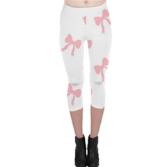 Pink Ribbons Pattern Capri Leggings  by Littlebird