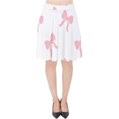 Pink Ribbons Pattern Velvet High Waist Skirt by Littlebird