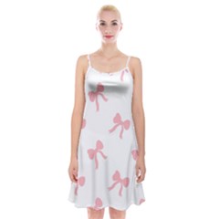 Pink Ribbons Pattern Spaghetti Strap Velvet Dress