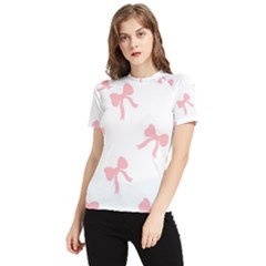 Pink Ribbons Pattern Women s Short Sleeve Rash Guard by Littlebird