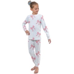 Pink Ribbons Pattern Kids  Long Sleeve Set 