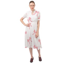 Pink Ribbons Pattern Keyhole Neckline Chiffon Dress by Littlebird