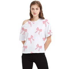 Pink Ribbons Pattern One Shoulder Cut Out Tee by Littlebird