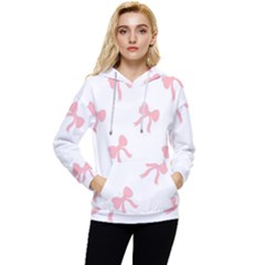 Pink Ribbons Pattern Women s Lightweight Drawstring Hoodie by Littlebird