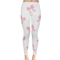 Pink Bow Pattern Leggings  by Littlebird