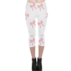 Pink Bow Pattern Capri Leggings  by Littlebird