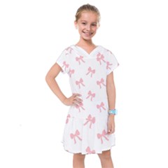 Pink Bow Pattern Kids  Drop Waist Dress by Littlebird