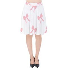 Pink Bow Pattern Velvet High Waist Skirt by Littlebird