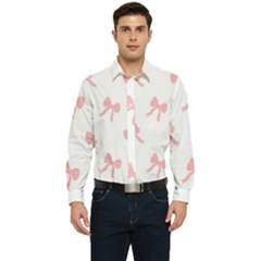 Pink Bow Pattern Men s Long Sleeve  Shirt by Littlebird