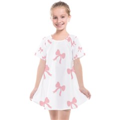 Pink Bow Pattern Kids  Smock Dress by Littlebird