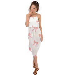 Pink Bow Pattern Waist Tie Cover Up Chiffon Dress by Littlebird