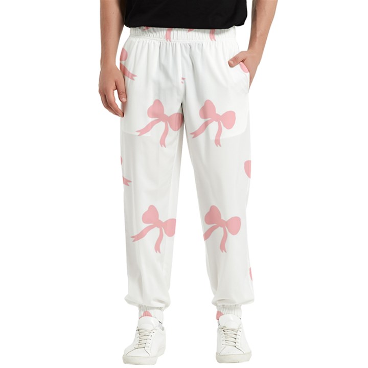 Pink bow pattern Men s Elastic Waist Pants