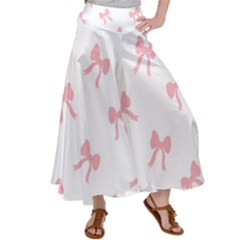 Pink Bow Pattern Satin Palazzo Pants by Littlebird