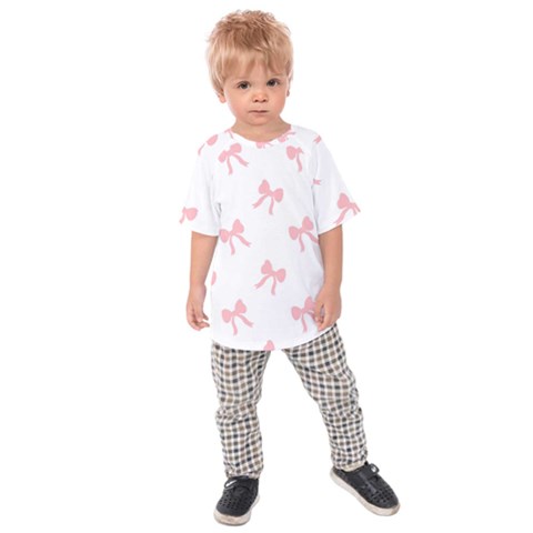 Pink Bow Pattern Kids  Raglan Tee by Littlebird