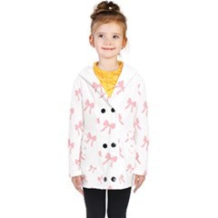 Pink Bow Pattern Kids  Double Breasted Button Coat by Littlebird