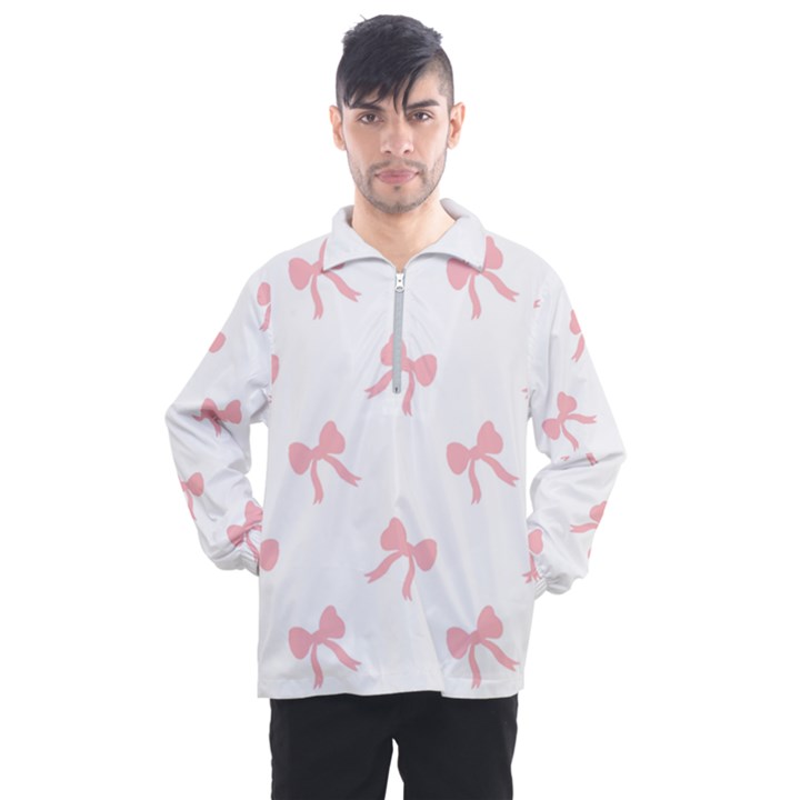 Pink bow pattern Men s Half Zip Pullover