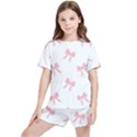 Pink bow pattern Kids  Tee and Sports Shorts Set View1