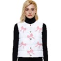 Pink bow pattern Women s Short Button Up Puffer Vest View1