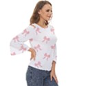 Pink bow pattern Cut Out Wide Sleeve Top View3