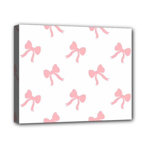 Pink Bow Pattern Canvas 10  X 8  (stretched) by Littlebird