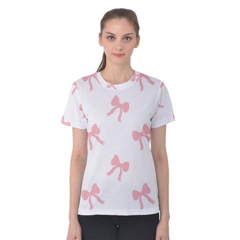 Pink Bow Pattern Women s Cotton Tee by Littlebird