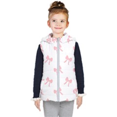 Pink Bow Pattern Kids  Hooded Puffer Vest