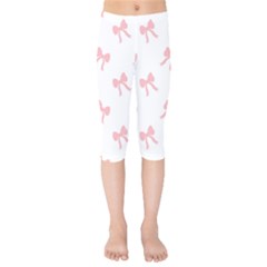 Pink Bow Pattern Kids  Capri Leggings  by Littlebird