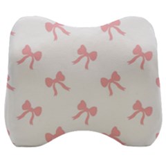 Pink Bow Pattern Velour Head Support Cushion by Littlebird