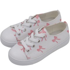 Pink Bow Pattern Kids  Low Top Canvas Sneakers by Littlebird