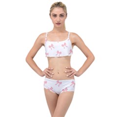 Pink Bow Pattern Layered Top Bikini Set by Littlebird