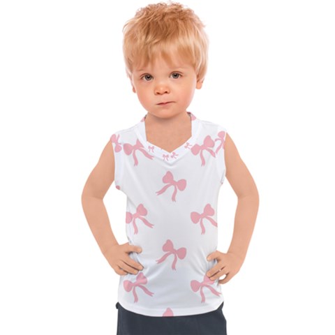 Pink Bow Pattern Kids  Sport Tank Top by Littlebird