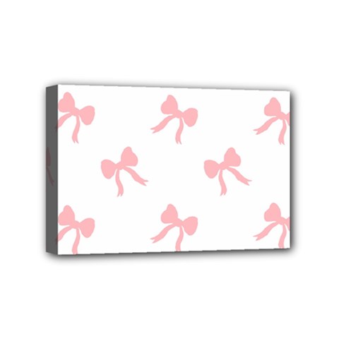 Pink Bow Pattern Mini Canvas 6  X 4  (stretched) by Littlebird