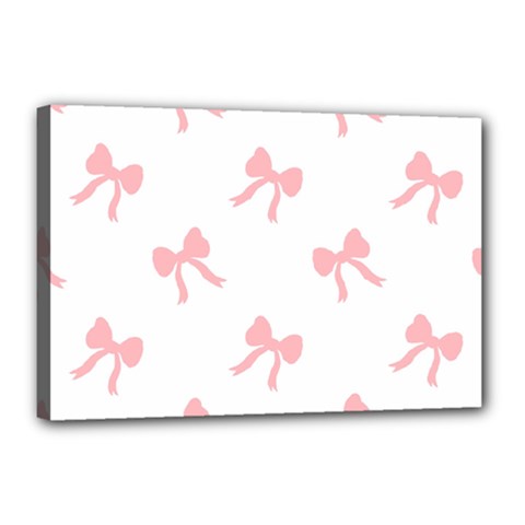 Pink Bow Pattern Canvas 18  X 12  (stretched) by Littlebird