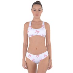 Pink Bow Pattern Criss Cross Bikini Set by Littlebird