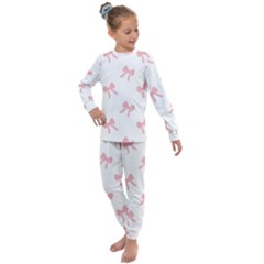 Pink Bow Pattern Kids  Long Sleeve Set 