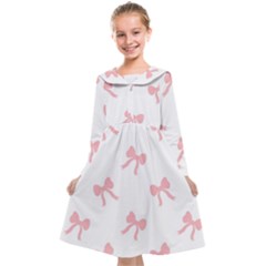 Pink Bow Pattern Kids  Midi Sailor Dress by Littlebird