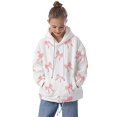 Pink Bow Pattern Kids  Oversized Hoodie