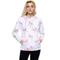 Pink bow pattern Women s Lightweight Drawstring Hoodie View1