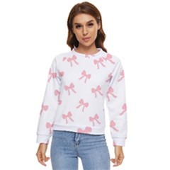 Pink Bow Pattern Women s Long Sleeve Raglan Tee