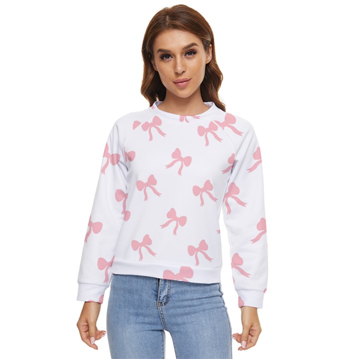 Pink bow pattern Women s Long Sleeve Raglan Tee