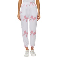 Pink Bow Pattern Cropped Drawstring Pants by Littlebird