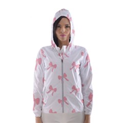 Pink Bow Cute Pattern Women s Hooded Windbreaker by Littlebird