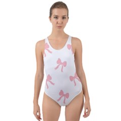 Pink Bow Cute Pattern Cut-out Back One Piece Swimsuit by Littlebird