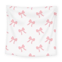 Pink Bow Cute Pattern Square Tapestry (large)