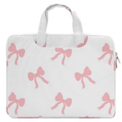 Pink Bow Cute Pattern Macbook Pro Double Pocket Laptop Bag by Littlebird