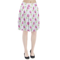 Tulips Watercolor Pattern Pleated Skirt by Littlebird