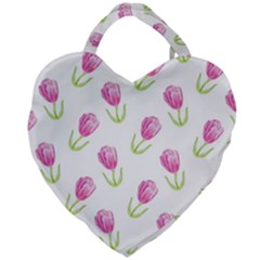 Tulips Watercolor Pattern Giant Heart Shaped Tote by Littlebird