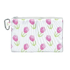 Tulips Watercolor Pattern Canvas Cosmetic Bag (large) by Littlebird