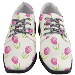 Tulips Watercolor Pattern Women Heeled Oxford Shoes by Littlebird