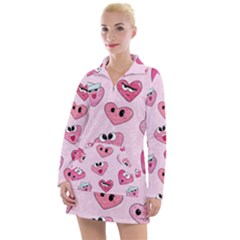 Emoji Heart Women s Long Sleeve Casual Dress by SychEva